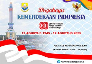 Kepsek SMAN 10 Kab Tanjabtim mengucapkan HUT RI ke-80