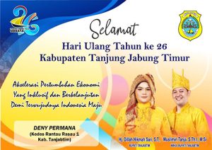 Kepala Desa Rantau Rasau 1 Mengucapkan HUT TANJUNG JABUNG TIMUR Ke-26